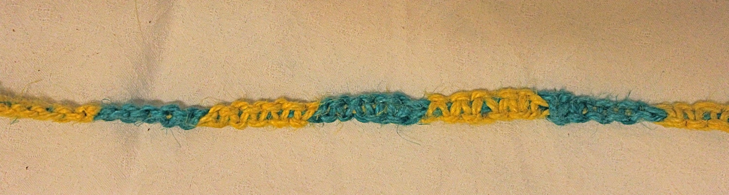 Blue and Yellow Simple Hemp Necklace 13.5"