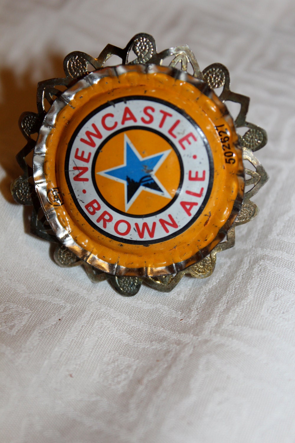 Adjustable Upcycled Newcastle Bottlecap Ring -well crafted-:  Metalwork, Flower, Boho, Hippie, Recycled Art, Nature Chic