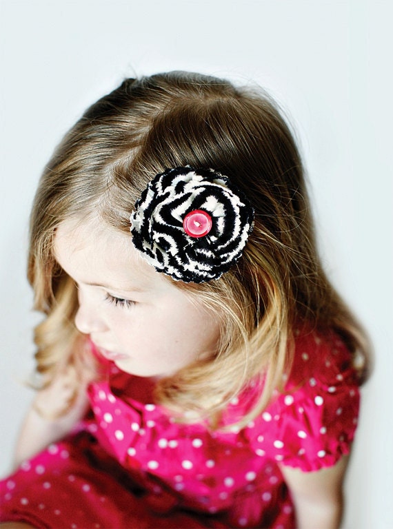 Animal print hair bow, hair clip, girls accessory, zebra print, black, white, kids, children, toddler, baby