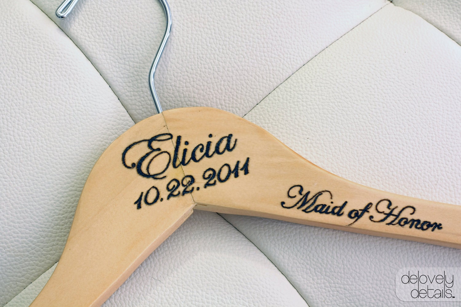 Personalized Wedding Hanger with Arm Inscription - Wooden