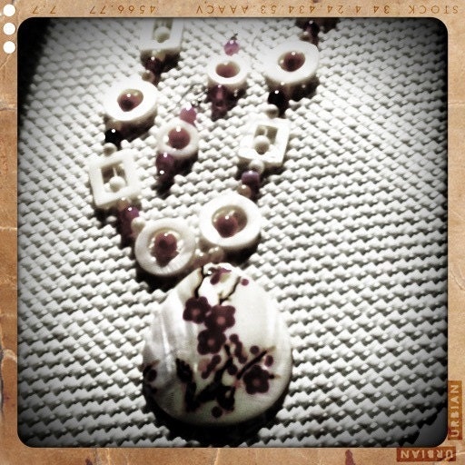 Japanese beaded necklace and earrings