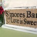 Smore's Bar Love is Sweet, Reception dessert table WEDDING, Burlap signs