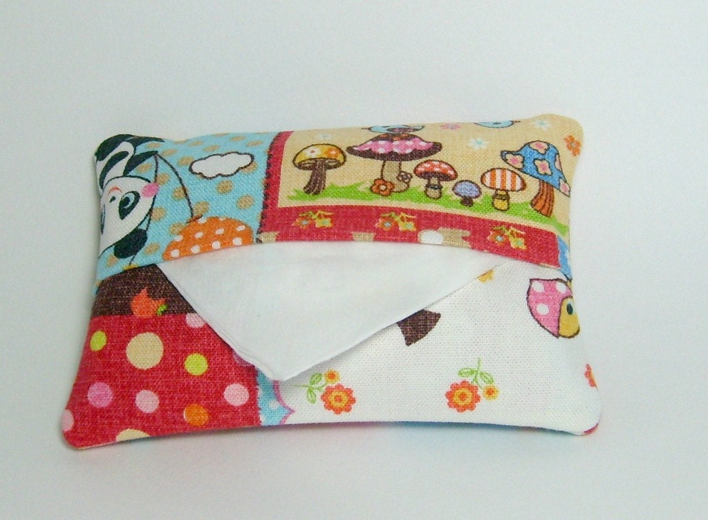 Travel tissue holder Japanese import cotton fabric, colorful kawaii
