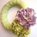 Spring wreath with Green and Lavendar Hydrangea, purple