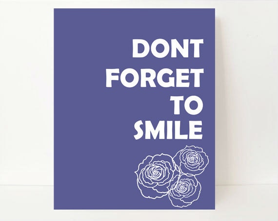 Modern Washroom Art Print, Modern Washroom Typography Print, 8x10, Dont Forget To Smile