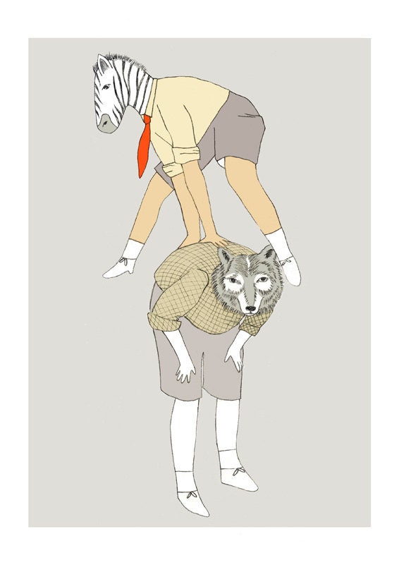 Zebra & fox print - 8 x 11.5 - A4