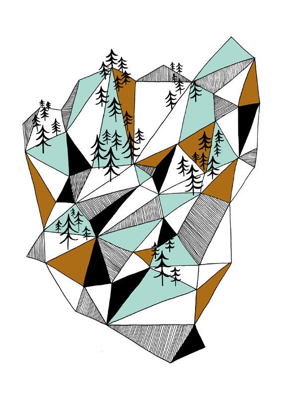 Geometric mountain print - 8 x 11.5 - A4