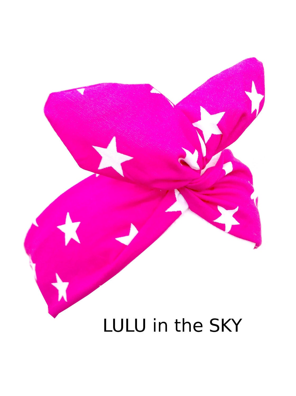 Rockabilly Pin up Pink STAR Print Wire Headband Hair Wrap