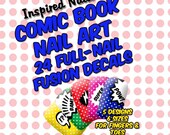 Comic Book Nail Art Decals  Set of 24 in Five Designs  Full Nail Fusion Decals
