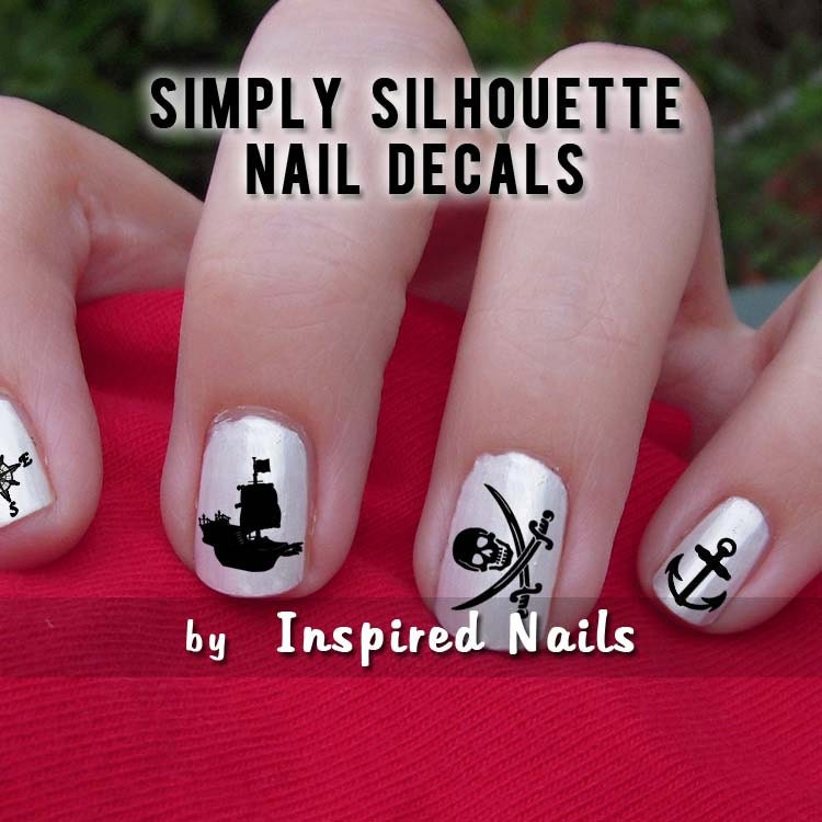 Pirate Nail Decals Black and Clear Simply Silhouette by Inspired Nails