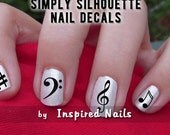 Music Nail Decals Black and Clear Simply Silhouette by Inspired Nails