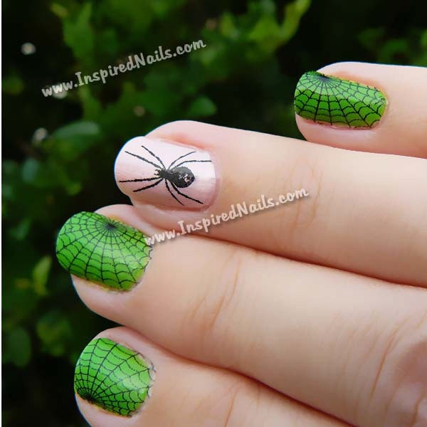 Black Spider and Spider Web Nail Decals - Multi Sizes for Full Nail Coverage