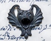 Vampire gargoyle brass stamping, hand patina