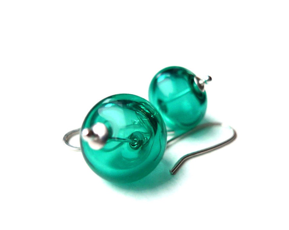Sterling Silver Turquoise Earrings - Lampwork Glass Jewelry