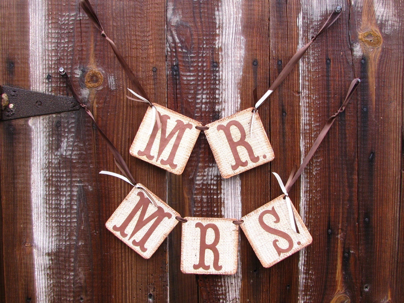 Burlap Banner Mr Mrs Wedding Banners Chair Signs