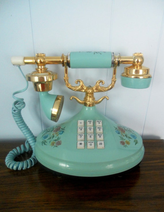 Vintage Blue Telephone - Empress Push Button Princess Style by Western Electric