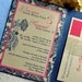 Pink and Navy Wedding Invitation--5X7 Metallic Z-Card and Metallic Navy Pattern, Pink/Fuchsia, and Champagne Wedding Invitation