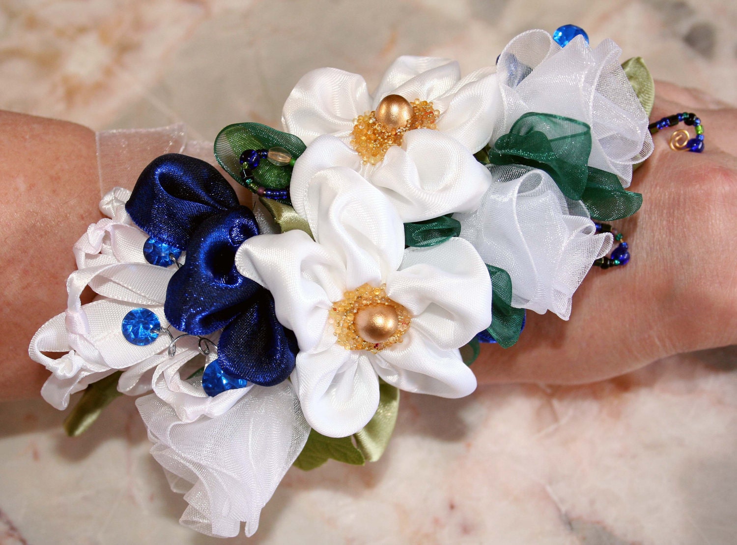 blue prom corsage