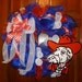 MESH WREATH with Hand Painted Wooden FOOTBALL Mascots.....Can be done for any mascot or logo.