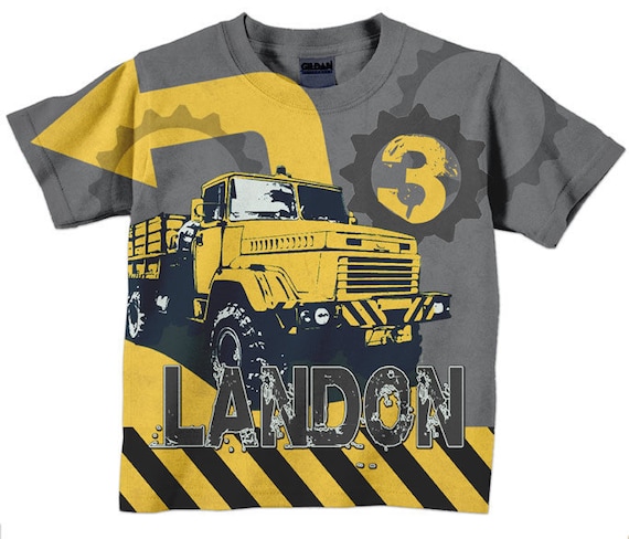 Boys Construction Shirt, Personalized Birthday Dump Truck Number T-Shirt