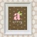 Nursery Wall Art Print - Brown and Pink Monogram 8x10 Personalized Baby Room Decor