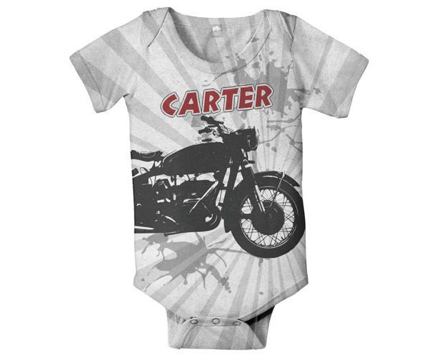 Motorcycle Baby Onesie, Personalized Boy's Shirt, Custom Name Onesies