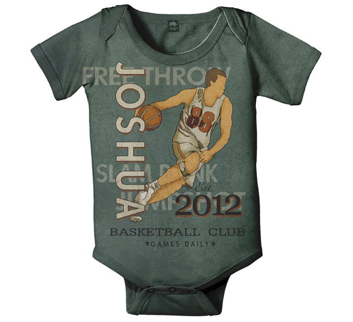 Personalized Basketball Onesie, Custom Boy's Sport Onesies, Baby Romper