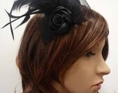Cute Black Feather Mesh Fascinator Mini Hat Hair Clip Wedding Party Prom