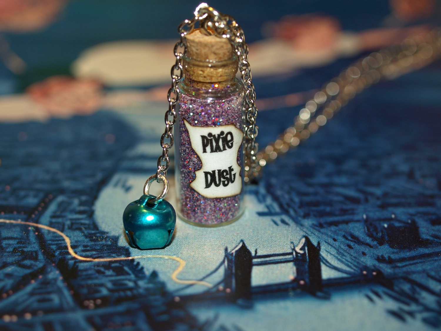 Pixie Dust Magical Necklace with a Tinkling Bell Charm Faith Trust and Pixie Dust Disney