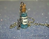 Drink Me Alice in Wonderland Bottle Necklace with a Key Charm