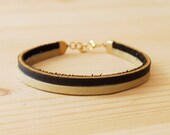 Leather Bracelet in Black & Beige, "The Pecos"