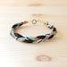 Leather & Brass Braided Bracelet in Black and Teal, "The Bohemian"