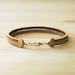Leather Bracelet in Tan with Pink and Blue, "The Pecos Handpainted"