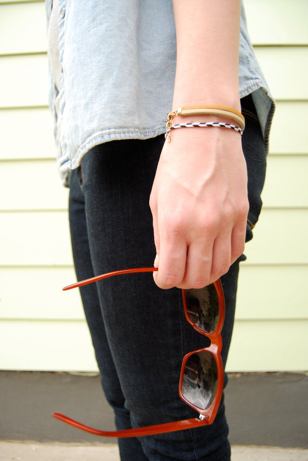 Chevron Bracelet in Black & White, "The Lariat"