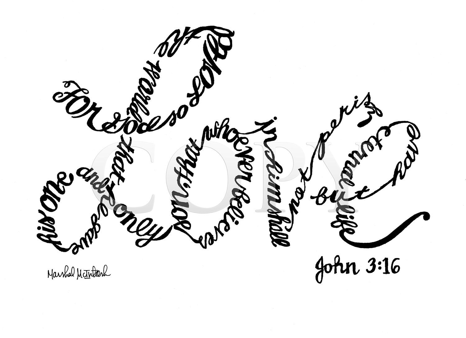 God's Love Handwritten - 8x10 Print