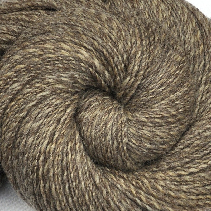 Hand spun yarn - FOX SQUIRREL - Natural color Blue Faced Leicester (BFL) wool / Shetland wool, fine sport weight, 460 yards
