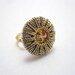 Wire wrapped button ring in silver and gold, made to order