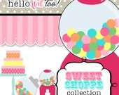 INSTANT DOWNLOAD sweet shoppe digital clipart collection - candy, cake, bubblegum, lollipops - scrapbooking, invitations, party printables
