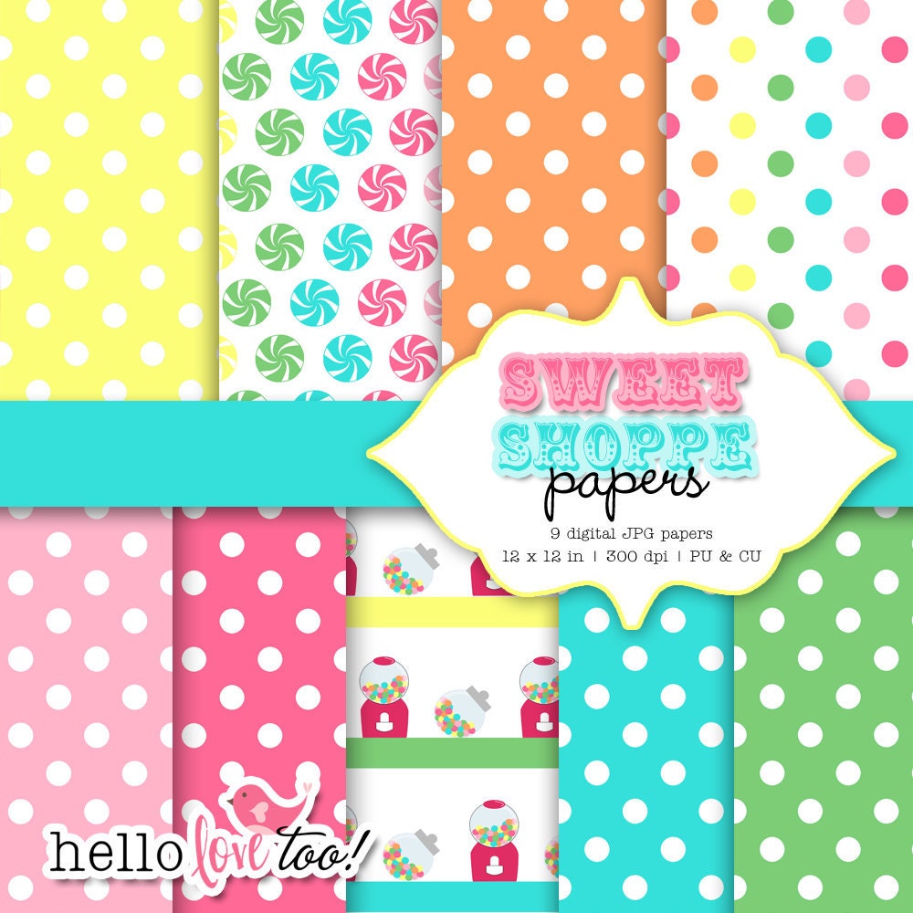 INSTANT DOWNLOAD sweet shoppe digital paper set