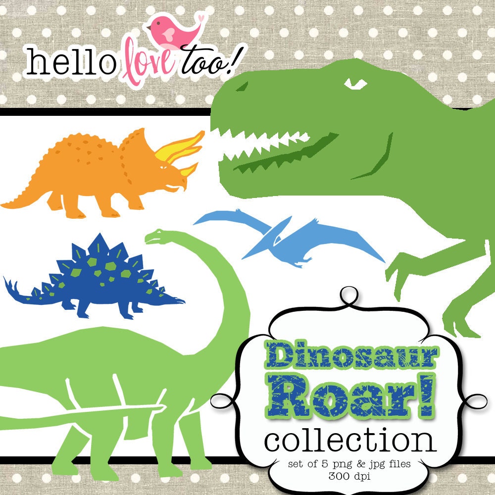 INSTANT DOWNLOAD dinosaur roar clipart collection