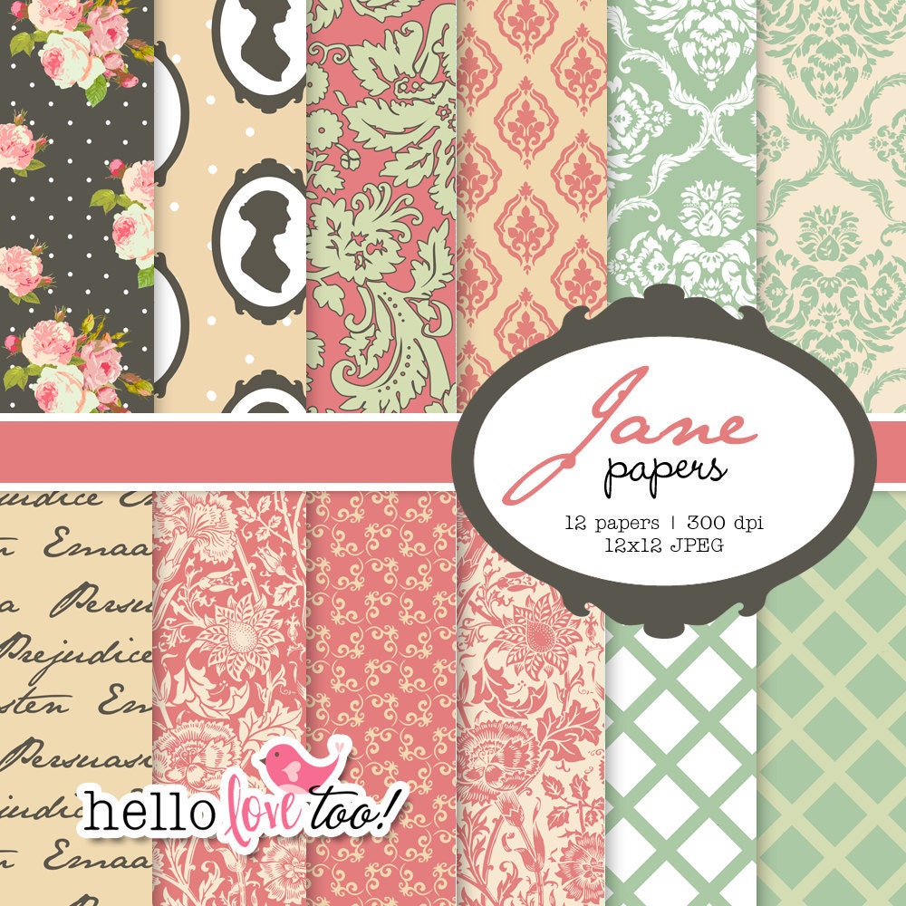INSTANT DOWNLOAD Jane digital paper collection