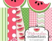 INSTANT DOWNLOAD watermelon digital papers and clipart collection