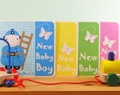 New baby greetings card - Blue, pink, green or yellow