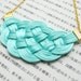 Knotted rattail necklace in mint and gold - nautical - pastel turquoise - summer trends