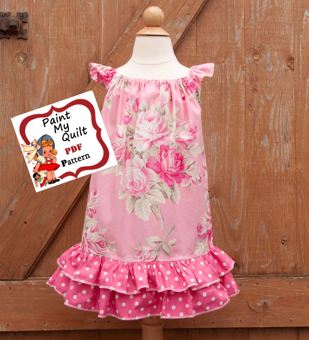 INSTANT DOWNLOAD Girls Dress Pattern PDF Pillow Case Dress Sewing Pattern  sizes 6m through to 10 years "Mia PIllow Case Dress"