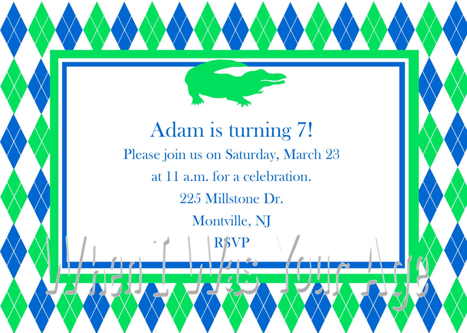 Custom Preppy Boy's Birthday Party Printable Invitation