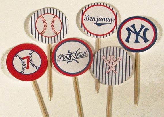 Personalized Printable Baseball Party Cupcake Toppers Il_570xn