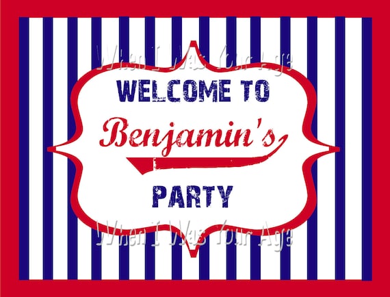 Customized Baseball Party Printable Welcome Sign Il_570xn