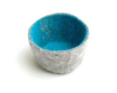 Felted Bowl Container Magenta Gray Blue