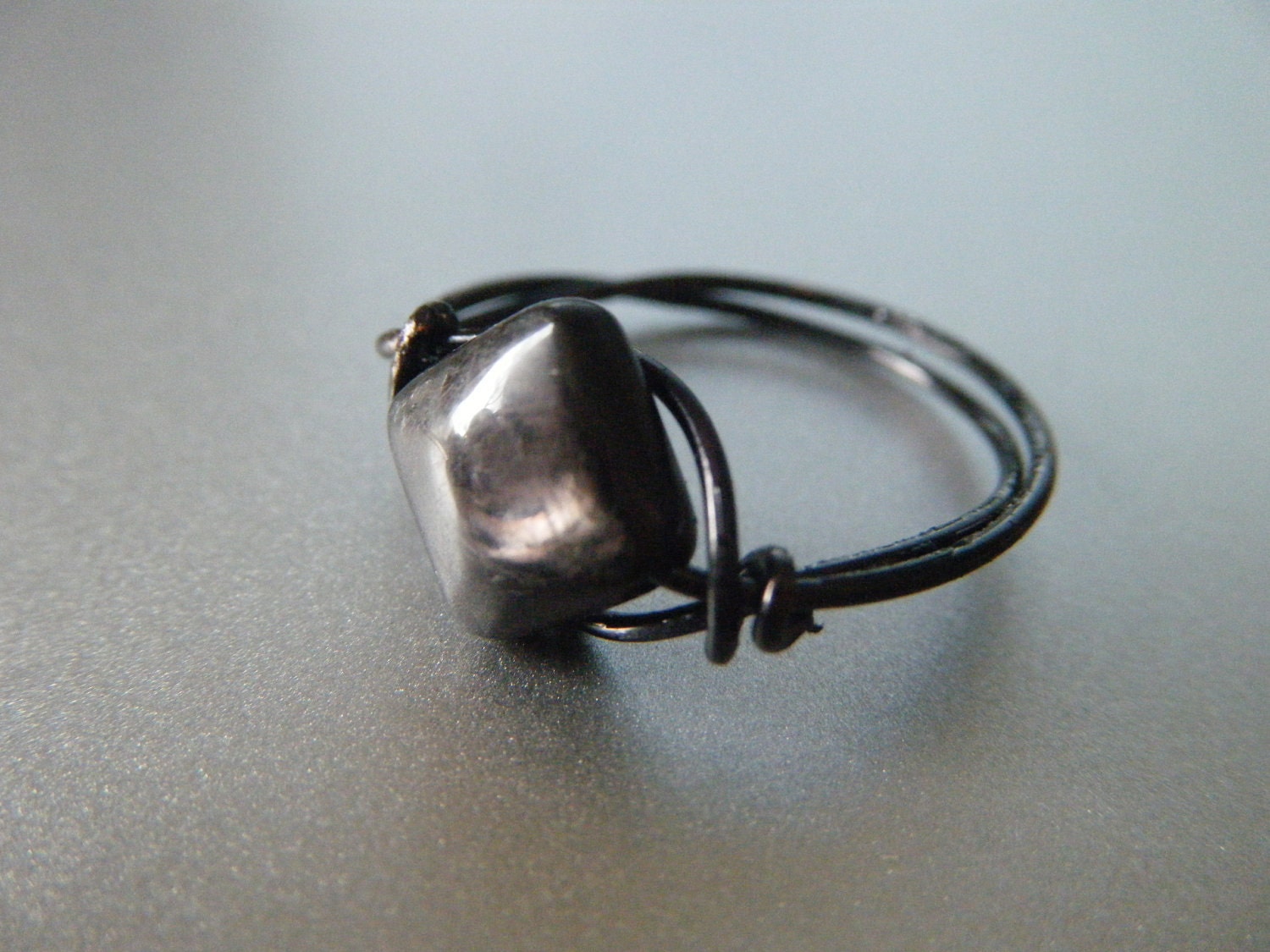 Hypersthene Ring - Wrapped with Black Wire - Made to Order - JbellsGems